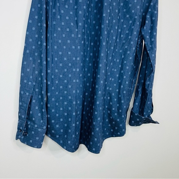 Robert Graham Navy Square Pattern Button Up Shirt 39|16.5 - Picture 6 of 7